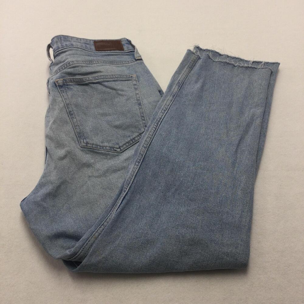 Hollister Ultra High-Rise Straight Jeans Juniors 7 Blue Light Wash Distressed